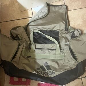 Adidas Khaki and Black Sports Duffel Bag